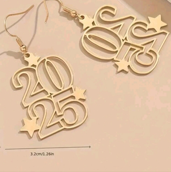 2025 Graduation Earrings - Gold - Picture 2 of 2